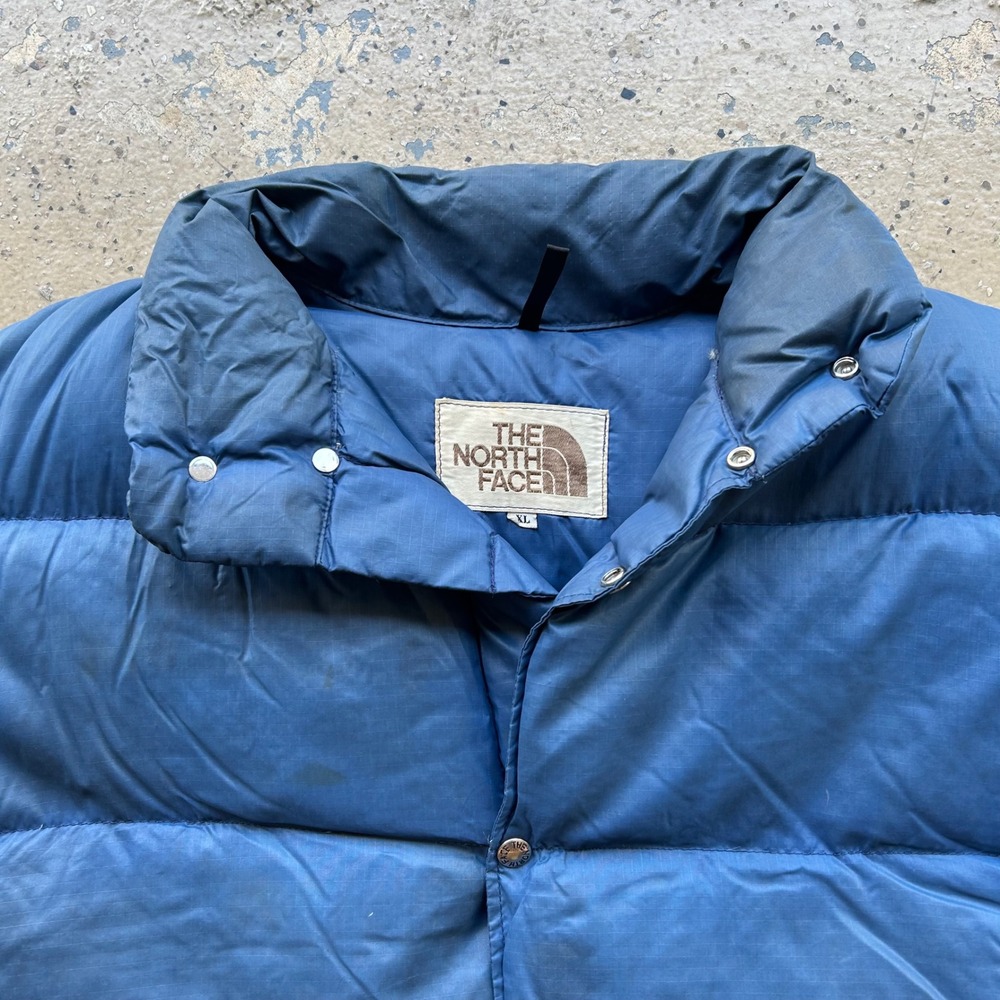 Vintage The North Face Brown Label Down Puffer Vest Blue Ripstop XL